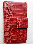 Візитниця шкіряна червона трирядна Fabula by ASKENT колекція Croco Nile V.16.KR