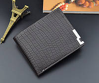 Классический мужской кошелек в стиле рептилии крокодил, портмоне бумажник рептилия Темно-коричневый