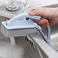 Універсальна складна щітка губка для посуду і прибирання будинку з ручкою WASHER AND534 пластикова блакитна ТОП_TRS