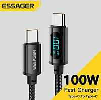 Кабель Essager 100W USB Type C 1 метр с идникатором