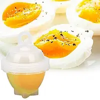 Комплект форм Eggies для варіння яєць без шкаралупи 6 шт фільтр пашот з ложкою для відділення пластик прозорий ТОП_TRS