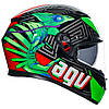 МОТОШОЛОМ ЗАКРИТИЙ AGV K3 - KAMALEON BLACK/RED/GREEN, фото 4