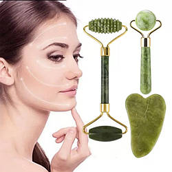 Набір Масажери нефритові валики подвійні + скребок