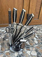 Набор кухонных ножей Zepline 8в1 Кухонные ножи в подставке с точилкой Надежный нож для повара юви