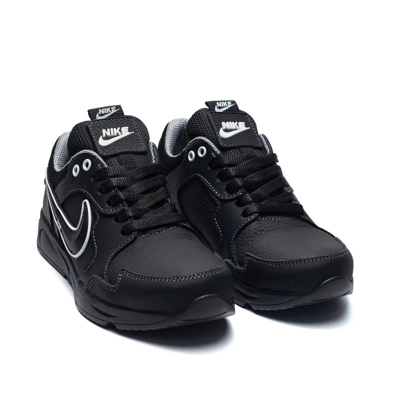 Підліткові дитячі шкіряні кросівки весни/осінь NK-П201 чорні, фото 1