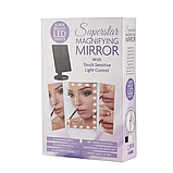 Дзеркало Superstar Magnifying Mirror з підсвічуванням потрійне косметичне дзеркало — MM-001, білий, фото 10