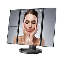 Дзеркало Superstar Magnifying Mirror з підсвічуванням потрійне косметичне дзеркало — MM-001, чорний