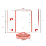 Дзеркало Superstar Magnifying Mirror з підсвічуванням потрійне косметичне дзеркало — MM-001, білий, фото 7