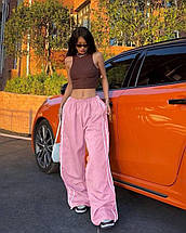 Жіночі спортивні штани з високою посадкою з плащової тканини розміри норма, фото 5