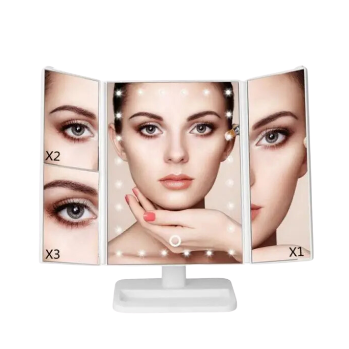 Дзеркало Superstar Magnifying Mirror з підсвічуванням потрійне косметичне дзеркало — MM-001, білий