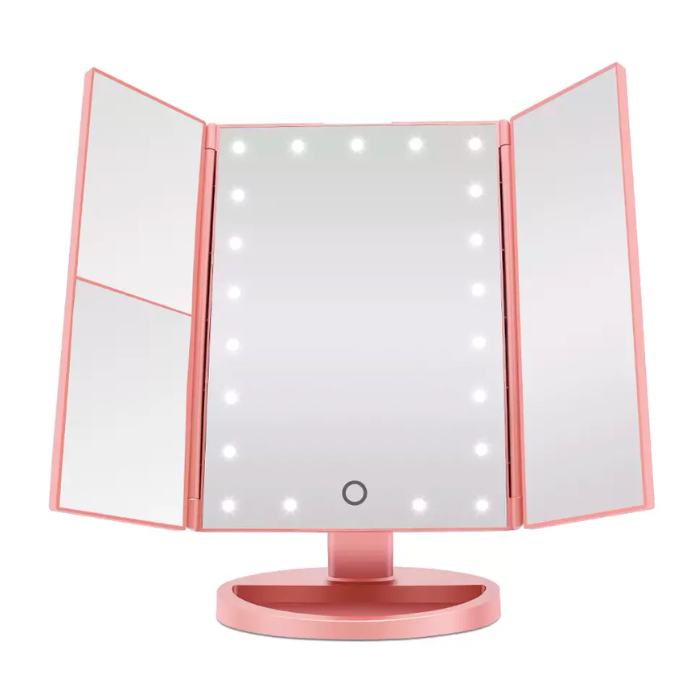 Дзеркало Superstar Magnifying Mirror з підсвічуванням потрійне косметичне дзеркало — MM-001, рожевий, фото 1