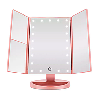 Дзеркало Superstar Magnifying Mirror з підсвічуванням потрійне косметичне дзеркало — MM-001, рожевий