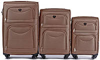 Дешевый чемодан на колесах текстиль бежевый Арт.6802/4 sand (M) Wings Польща