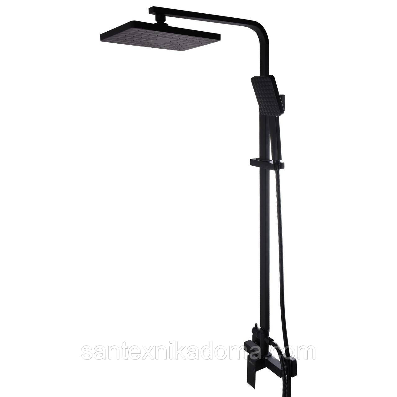 Душова система Globus Lux SICILIA SBQ-SH-125-BB лійка тропік 25*17.5см змішувач без виливу нержавіюча сталь