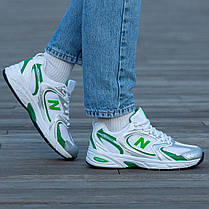 Жіночі Кросівки New Balance 530 White Silver Green / Нью Беланс 530 Білі із Сріблястим та Зеленим, фото 6