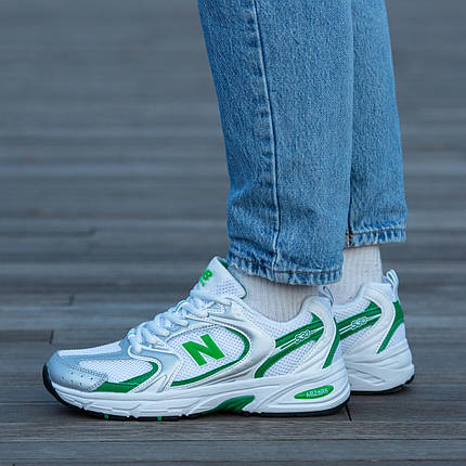 Жіночі Кросівки New Balance 530 White Silver Green / Нью Беланс 530 Білі із Сріблястим та Зеленим, фото 1