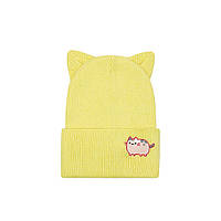 Весенняя шапочка для девочек с ушками кошки Светло-желтый