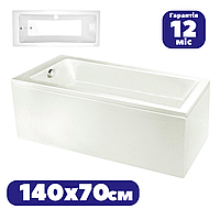 Прямоугольная акриловая ванна 140х70 см пристенная Granada белая с ногами и панелью качественная Гарантия AGN