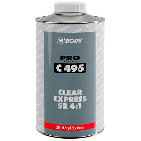 Акриловый экспресс-лак без отвердителя прозрачный Body C495 2K Express Clear 4:1 SR 1л, фото 1