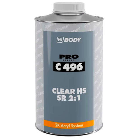 Акриловий лак без затверджувача прозорий Body C496 2K HS 2:1 Clear SR 1л, фото 1