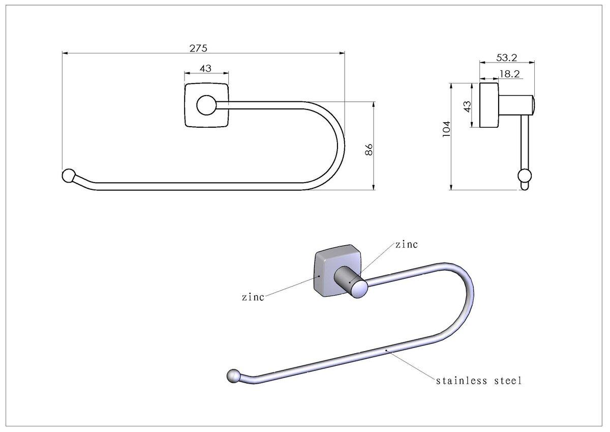 Півколо для рушників хром Trento Moderno, фото 1