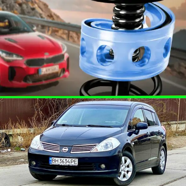 Автобафери силіконові на задні пружини Nissan Tiida 2004- (проставки, подушки пружини)