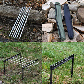 Набір шампурів з металевими ручками(6 шт.), 11 мм + Чохол для шампурів + Похідна рамка для шампурів