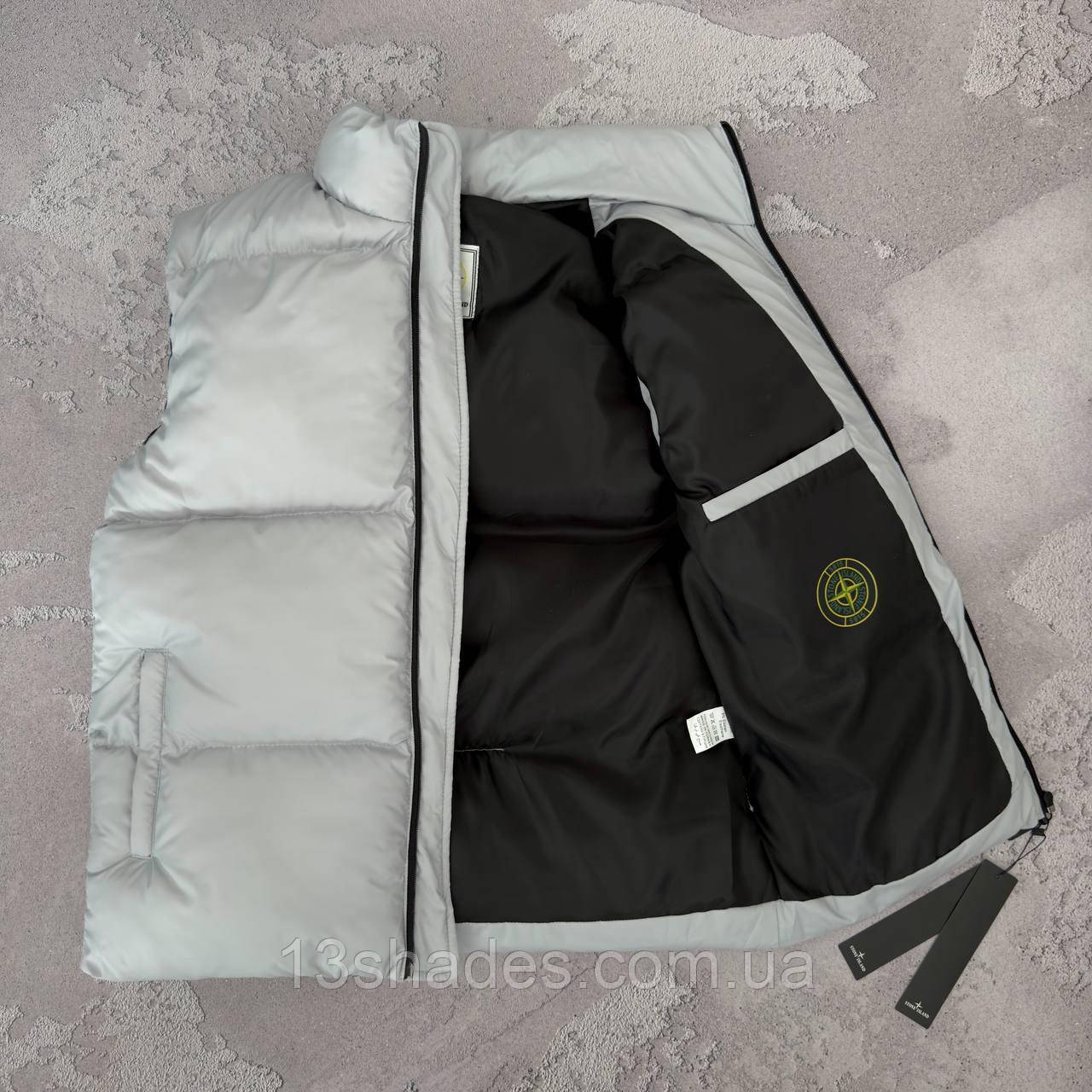 Жилетка безрукавка стьобана унісекс Stone Island сірий, фото 1