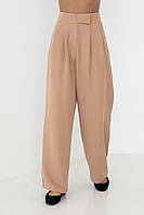 Прямі жіночі штани з високою посадкою — кавовий колір, L (є розміри)