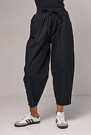 Женские штаны-бананы с карманами - черный цвет, S (есть размеры)