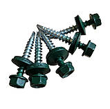 Матові покрівельні саморізи 4.8*35 по дереву для металочерепиці та профнастилу Ral 6005 (зелений) пачка 250шт, фото 6