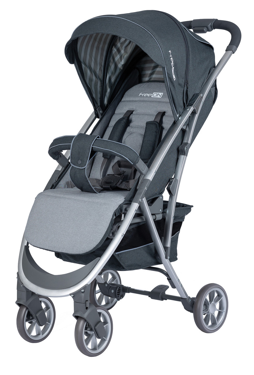 Прогулянковий візочок FreeON (0+, регулювання спинки, 5-ти точкові ремені безпеки) LUX Grey 44534 Сіра