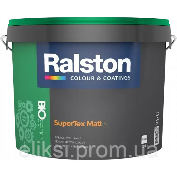 Інтер'єрна фарба для внутрішніх робіт Ralston Super Tex Matt 5 W/BW, 10 л