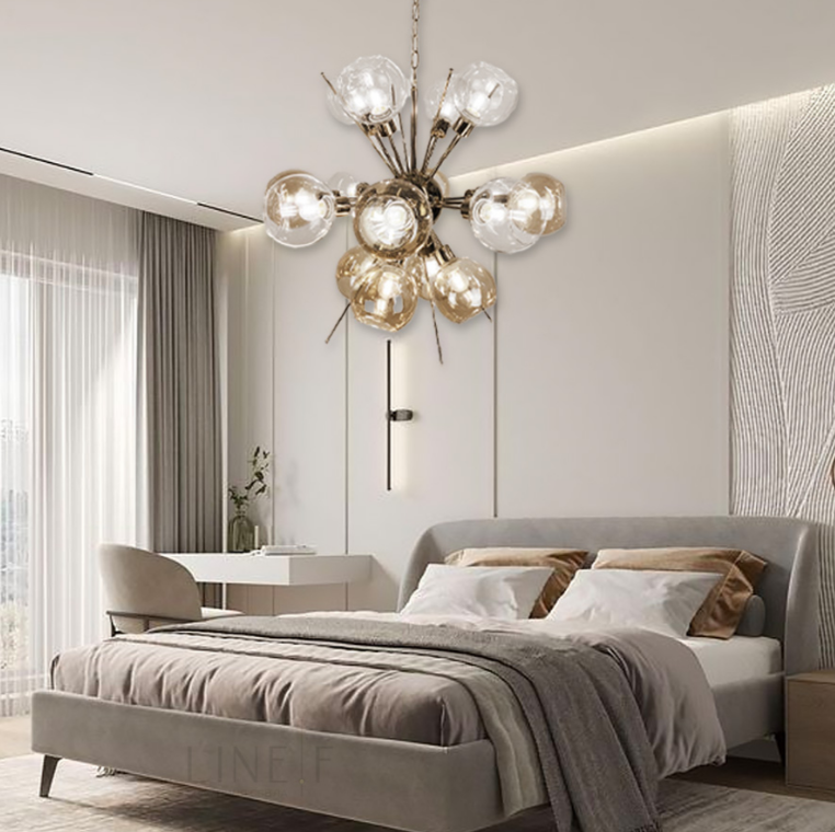 Люстра з прозорими та янтарними плафонами, фото 1