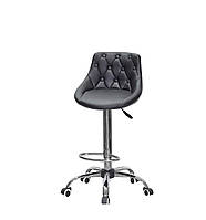 Черное кресло на колесиках эко-кожа с регулировкой высоты, подножкой FORO+Button Bar CH-Office