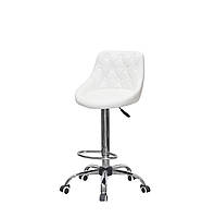 Белое кресло на колесиках эко-кожа с регулировкой высоты, подножкой FORO+Button Bar CH-Office