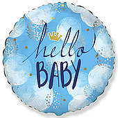 Куля фольгована 45 см Hello Baby (блакитна)