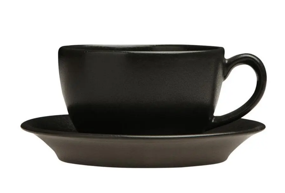 Набір чашка 320мл із блюдцем 15см для чаю Black порцеляна Porland 222134/Bl Оригінал