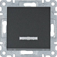 Выключатель одноклавишный с подсветкой LUMINA черный, HAGER WL0213, антрацит 10АХ/230В