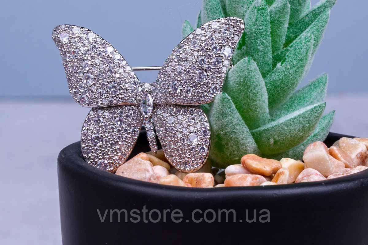 Брошка Метелик Fauna, родована біжутерія, преміум якість, фото 1