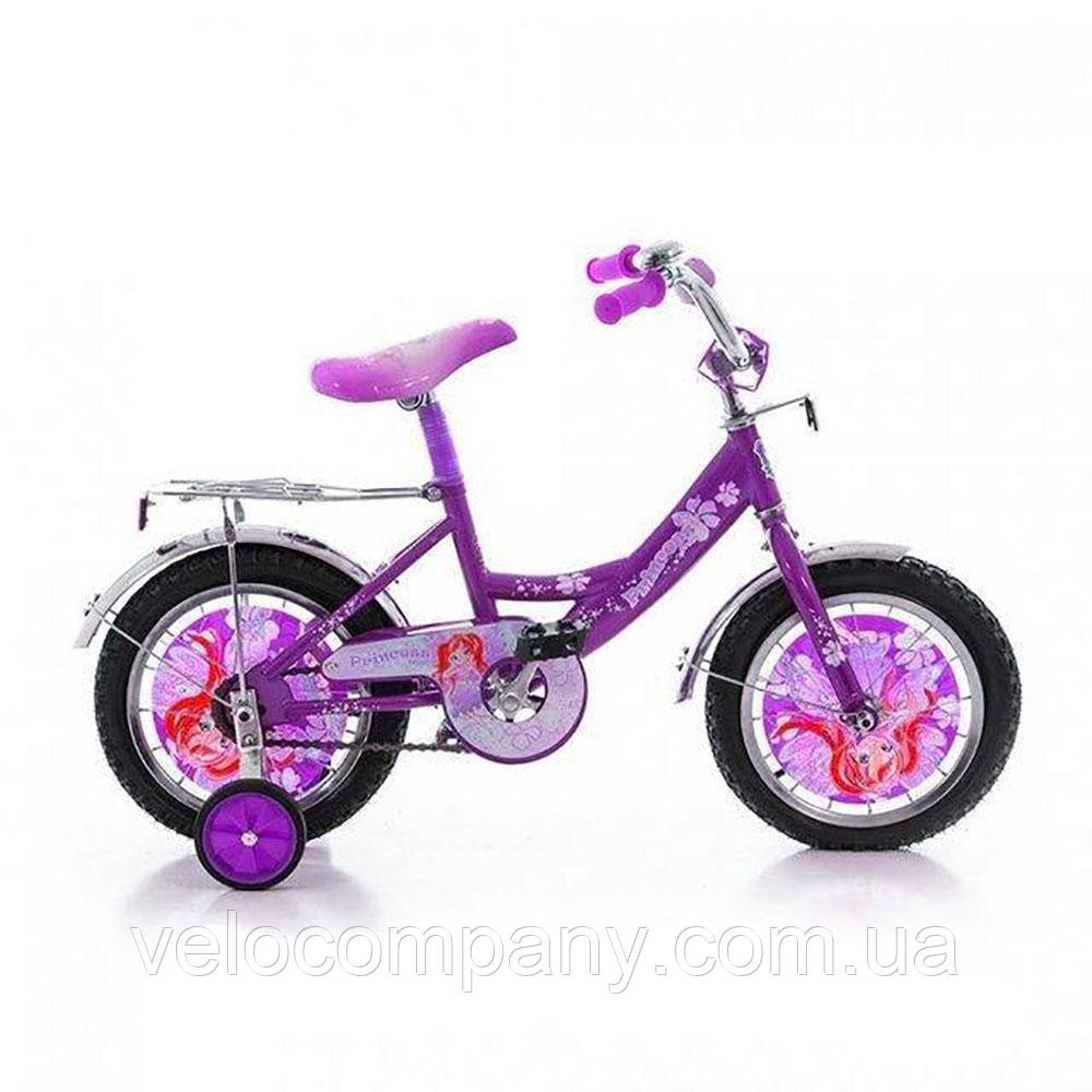 Дитячий велосипед Azimut Принцеса 18" з кошиком, фіолетовий
