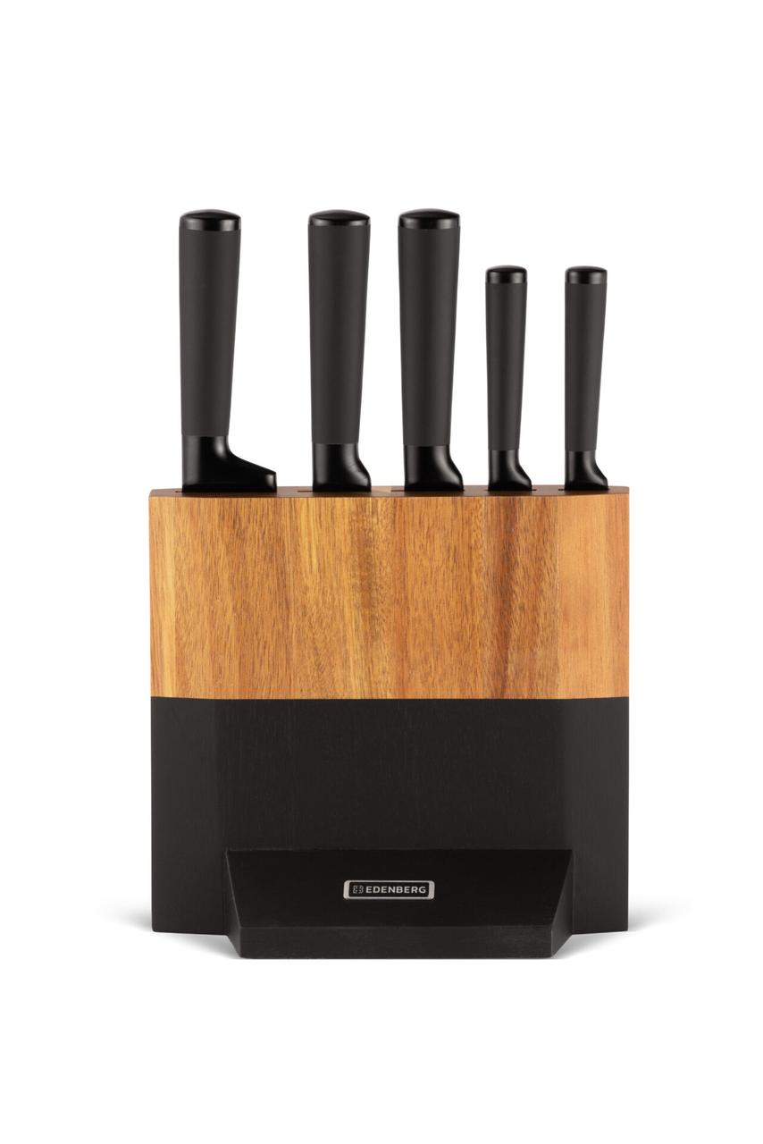 Набір ножів Edenberg на дерев'яній підставці 6 предметів (EB-922), фото 1