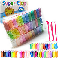 Моделін Super Clay / 36 кольорів / маса для ліплення (легкий повітряний пластилін) / BK-1336