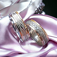 Пара Обручальные кольца из серебро и золота любой размер ширина 5мм