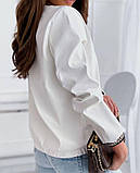 Жіноча легка шкіряна куртка-бомбер білий, фото 2