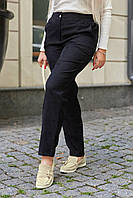 Женские весенние брюки из микровельвета в стиле МОМ на молнии размеры 46-56
