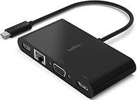 USB хаб Belkin USB-C - Ethernet, HDMI, VGA, USB-A, black (AVC005BTBK)