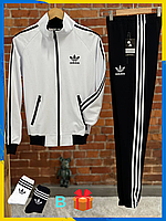 Спортивный костюм мужской adidas original белый Турецкие спортивные костюмы зип кофта Спортивная одежда