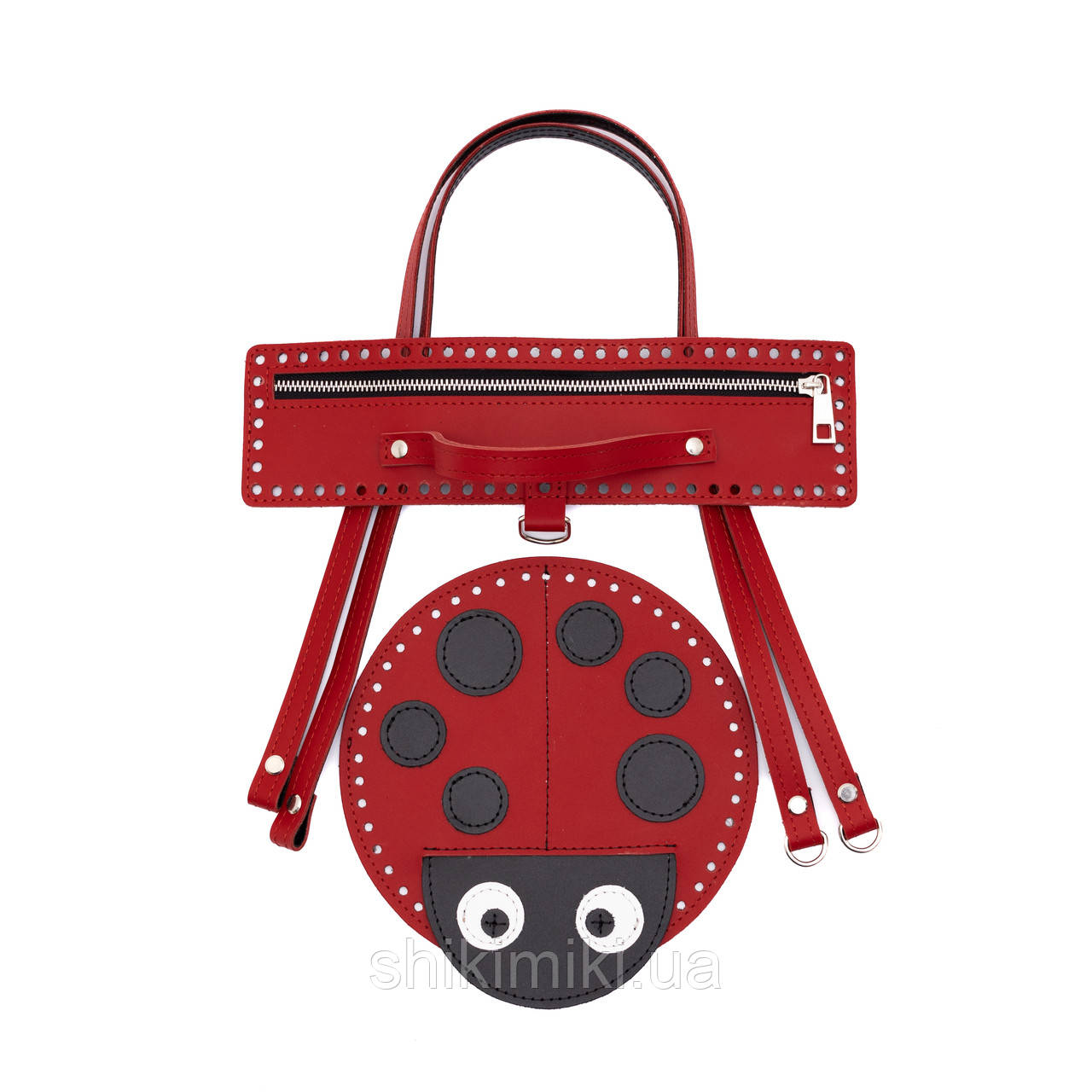 Рюкзачний комплект Божа корівка з натуральної шкіри, колір Червоний, фото 1