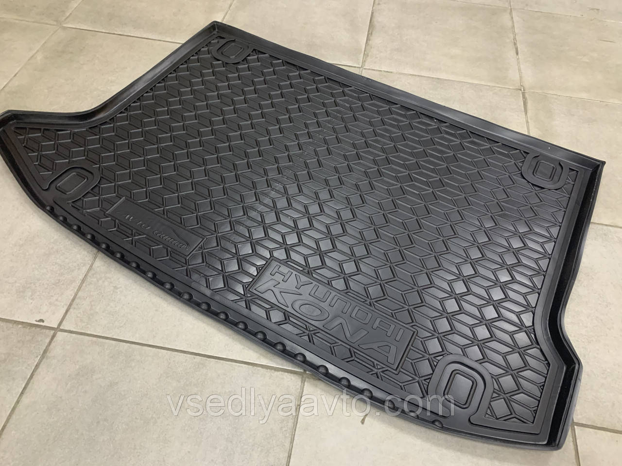 Килимок у багажник Hyundai Kona Electric (Avto-Gumm) пластик + гума, фото 1